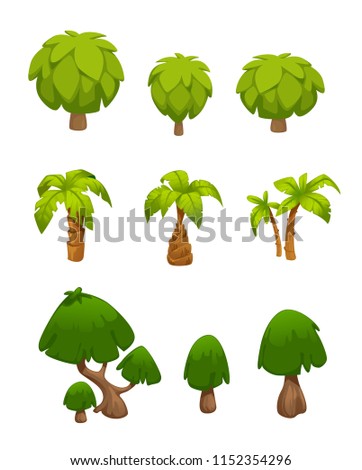 vector set of cartoon different trees