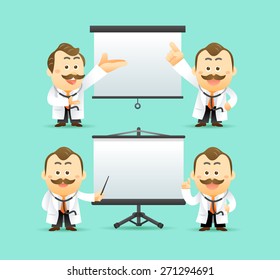 Vector Set of Cartoon Doctor Character, illustration