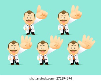 Vector Set of Cartoon Doctor Character, illustration