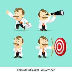 Vector Set of Cartoon Doctor Character, illustration