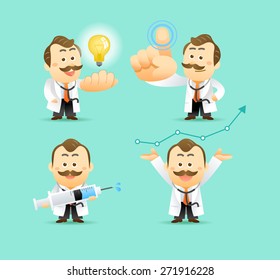 Vector Set of Cartoon Doctor Character, illustration
