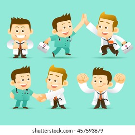 Vector Set of Cartoon Doctor Character, illustration
