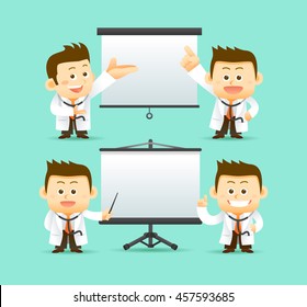 Vector Set of Cartoon Doctor Character, illustration
