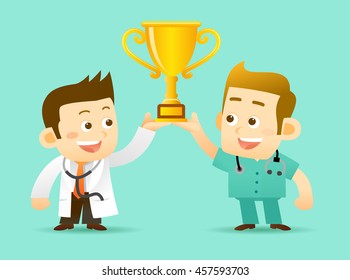 Vector Set of Cartoon Doctor Character, illustration
