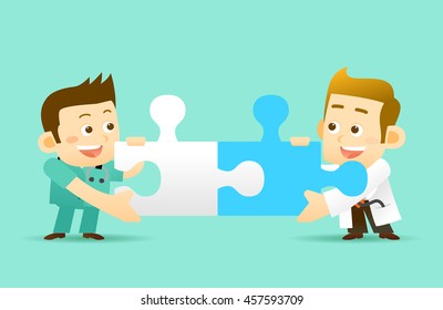Vector Set of Cartoon Doctor Character, illustration
