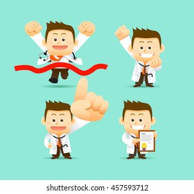 Vector Set of Cartoon Doctor Character, illustration
