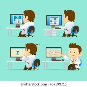 Vector Set of Cartoon Doctor Character, illustration
