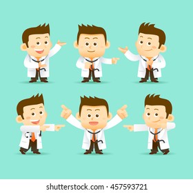 Vektorset Cartoon Doctor Character, Illustration
