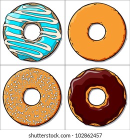 Vector set of cartoon donuts.