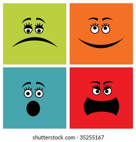 vector set of cartoon emotions