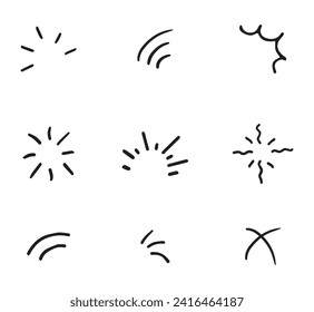 Vector set of cartoon emotions. Decorative elements of feelings of emoticons, characters, patterns. Brush strokes, pattern on a white isolated background. EPS10

