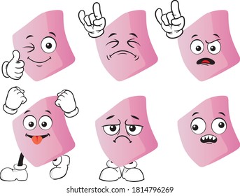 A vector set of cartoon erasers for different situations. Drawing mascots.