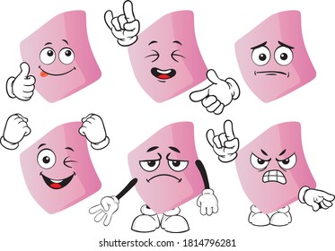 A vector set of cartoon erasers for different situations. Drawing mascots.