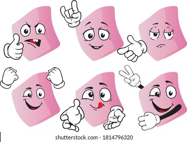 A vector set of cartoon erasers for different situations. Drawing mascots.