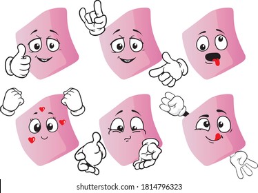 A vector set of cartoon erasers for different situations. Drawing mascots.