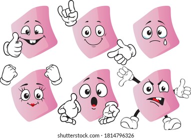 A vector set of cartoon erasers for different situations. Drawing mascots.