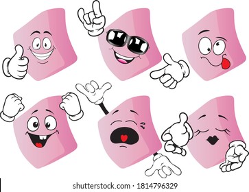 A vector set of cartoon erasers for different situations. Drawing mascots.