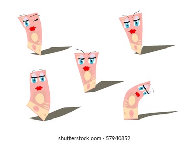 Vector set of cartoon euro