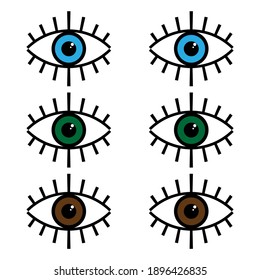 Vector set of cartoon eyes on white background