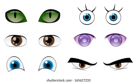 Vector Set Cartoon Eyes For Your Characters, Eps 10 Vector, Raster Version Available