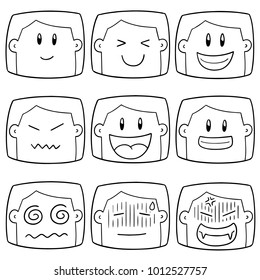 vector set of cartoon face