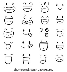 Vector Set Cartoon Face Stock Vector (Royalty Free) 1304061799 ...