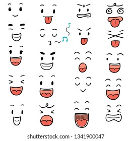 vector set of cartoon face