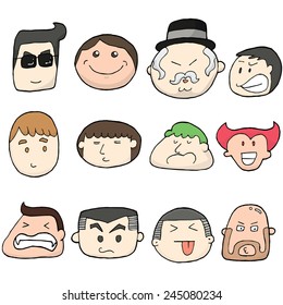 vector set of cartoon face