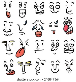 vector set of cartoon face