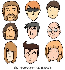 vector set of cartoon face