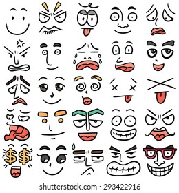 vector set of cartoon face
