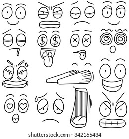vector set of cartoon face