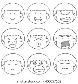 vector set of cartoon face