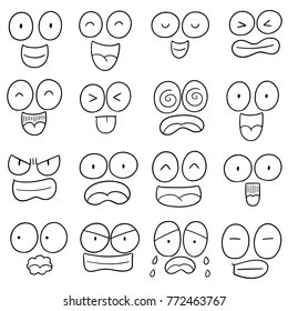 vector set of cartoon face