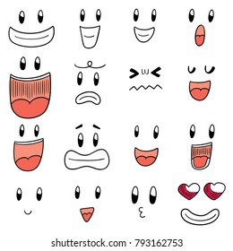 vector set of cartoon face