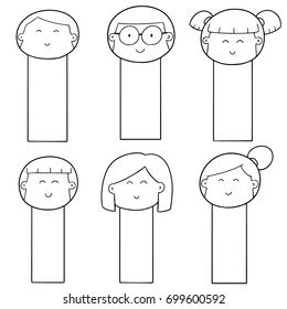 vector set of cartoon face bookmark