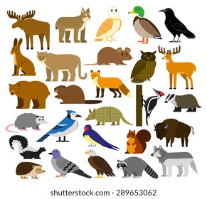 Vector Set Of Cartoon Forest Animals Isolated