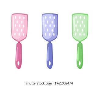 Vector set of cartoon graters. Kitchen tools. Isolated on white background. Colored hand graters for cooking
