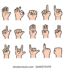 vector set of cartoon hand