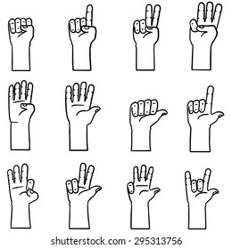 vector set of cartoon hand