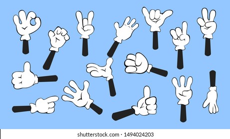 Vector set of cartoon hands. Vector illustration eps10.