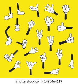 Vector set of cartoon hands. Vector illustration eps10.
