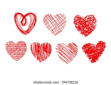vector set of cartoon hearts