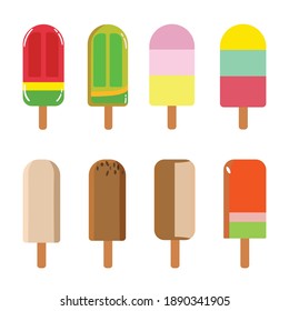 Vector set of cartoon Ice cream icons