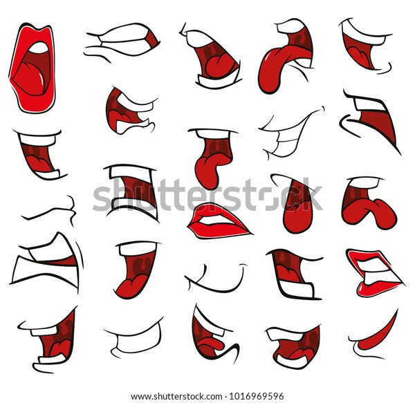 Vector Set Cartoon Illustrations Mouths You Stock Vector (Royalty Free ...