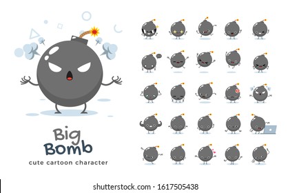 Conjunto de vectores de imágenes de dibujos animados de la Gran Bomba. Ilustración vectorial