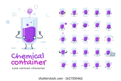 Vector set of cartoon images of Chemical Tube. Vector Illustration