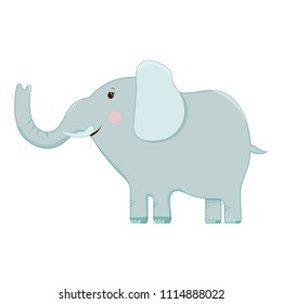 Vector set of cartoon images of funny gray elephants with different actions and emotions on a white background. Zoo. Vector illustration. eps10