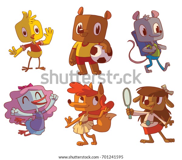 Vector Set Cartoon Images Funny Animals Stock Vector (Royalty Free ...