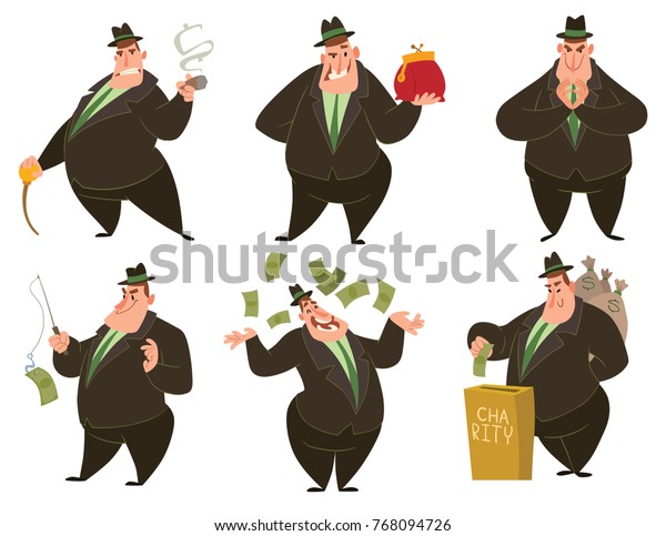 Vector Set Cartoon Images Funny Fat Stock Vector (Royalty Free) 768094726